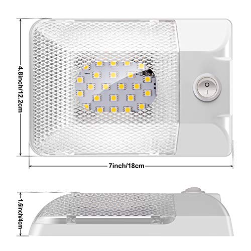 Kriogor Set di 2 Lampade LED, 24LED 600LM 12V Plafoniera RV Tettuccio Interno Lampadine Illuminazione Auto con Interruttore per Camper Barca