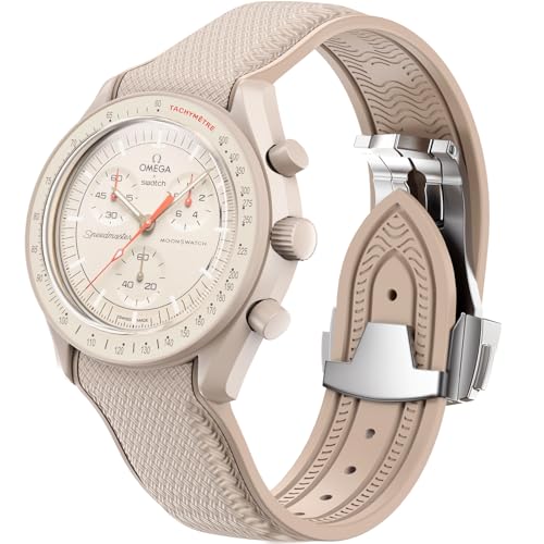 Image of Strap for Omega x Swatch MoonSwatch Watch 20mm,Folding Buckle Band Compatible Omega X Swatch Moonswatch Speedmaster,Curved No Gap Replacement Strap for Men Women