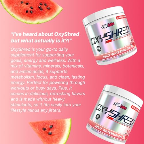 Image of EHP LABS OxyShred Pre Workout Powder - Preworkout Powder with L Glutamine & Acetyl L Carnitine, Energy Boost Drink - Juicy Watermelon, 60 Servings