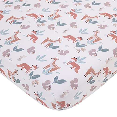 Image of Little Love by NoJo Woodland Meadow Tan, Rust, Sage and White Forest Friends Silhouette Fitted Crib Sheet