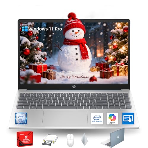 Image of HP Touchscreen Laptop 2026 - Windows 11 Pro, 15.6 inch FHD Touch, Intel Core i3‑N305, Wi‑Fi 6, Copilot AI, Long Battery Life, Business Laptop for Study & Work, w /Redragon Kit, Blue, 16GB RAM, 512GB SSD