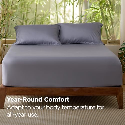 Image of Bedsure PureWoven Full Size Fitted Sheet, 100% Rayon Derived from Bamboo