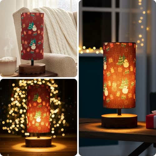 Image of ExclusiveLane 'Santa Festive Forest' Mango Wood Decorative Table Lamp for Bedroom (35.2 Cm, Without Bulb, Handcrafted) | Table Lamp for Living Room Christmas Gifts for Home Chirstmas Decoration Items