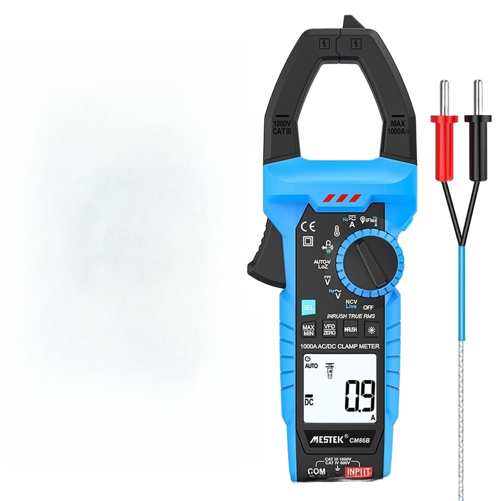 Medidor de abrazadera digital, CM86B True RMS 1000A AC/DC NCV, temperatura de -20 °C a 1000 °C para pruebas de HVAC de electricista