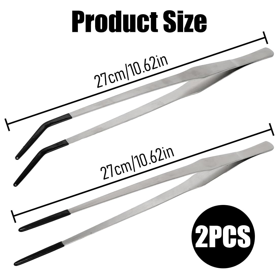 MaoNativey 2 Pcs Long Aquarium Tweezers with Rubber Fish Tank Clean Aquatic Tool Feeding Tongs for Fish Tank Water Plants - Image 3