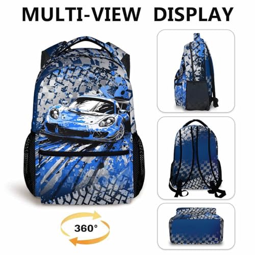 Kids School Backpack, Racing Car Bookbag, Cool Racing Backpacks for Preschool Elementary Kindergarten, Large Capacity Schoolbag for Travel School Picnic Vacation4