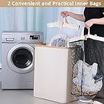 150L Laundry Basket with Lid, Large Laundry Hamper with Bamboo Handle, Collapsible Dirty Clothes Hamper Organizer with Removable Inner Bag for Clothes Toys Towels - Beige - Image 5