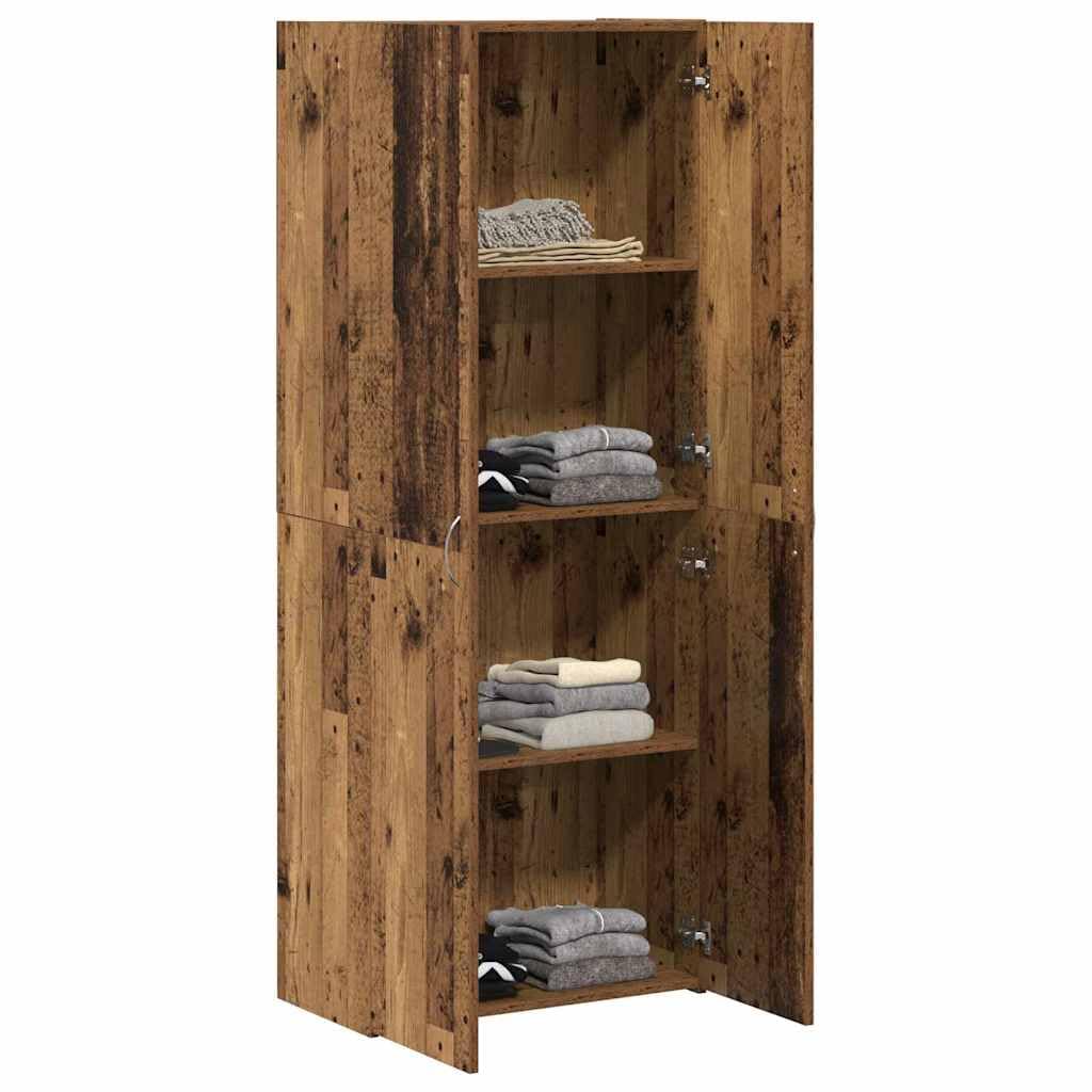 IKAYAA Armadietto in Holz Armadio Porte Battenti Aktenschrank Armadietto per Garage Armadio Ufficio Mobili Ufficio-Legno vecchio-60 x 32 x 153 cm