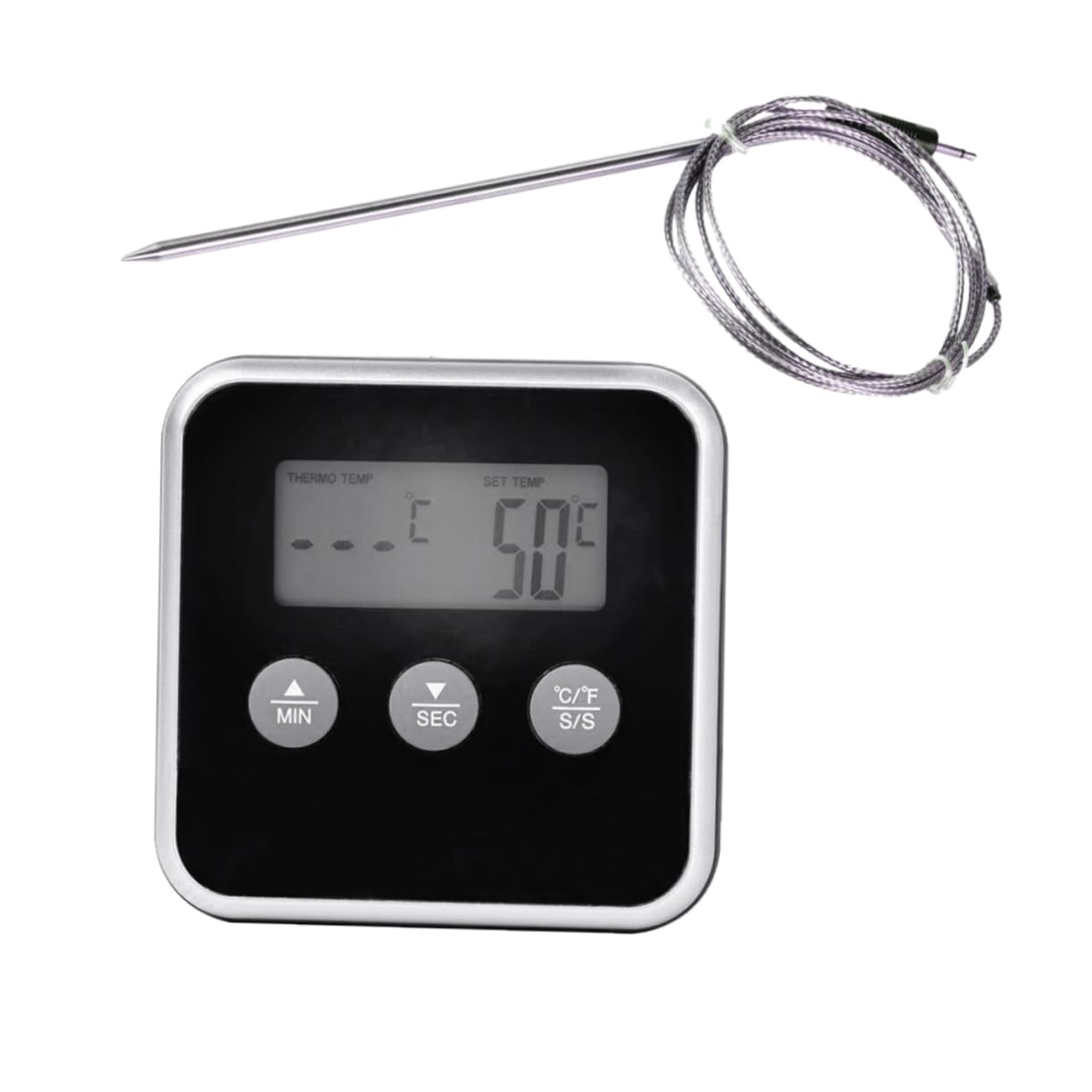 OUNONA 2piezas Digital Inalámbrico Para Cocina y Bbq Temporizador Programable Alarma Lectura Instantánea Monitorización Remota De Temperatura Para y Horno Sin Batería