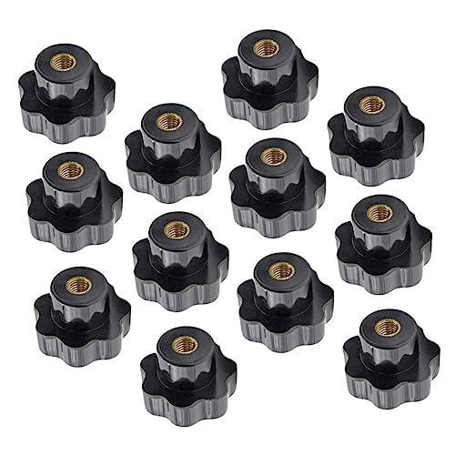 FUNOMOCYA 12pcs Thumb Nut Screw Knobs Screws Plum Shape Screw Thread Knurled Clamping Knobs Bolt with Knob Hand-Grip Thread Knob Threaded Studs Plum Blossom Knobs Screw- Plastic