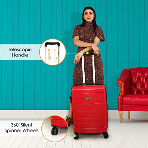 Image of AGARO Venue Hard-Sided Polypropylene Check-in Luggage (20 Inch Suitcase) Red