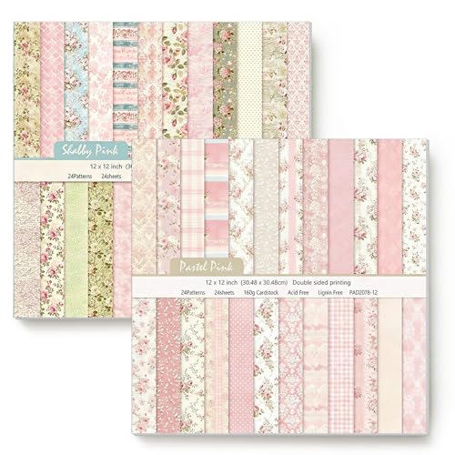 Papier pour scrapbooking haut de gamme double face fond floral délicat