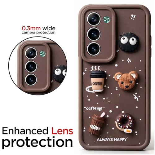 Image of Bintage case Cute Fun Taddy Cartoon 3D Ball Bear Milk Cake Coffee Silicon Case Full Body & Camera Protection Back Cover Compatible for Oppo A5 5G / Oppo K13x 5G - Brown