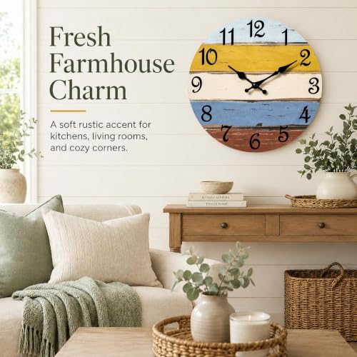 Image of CHYLIN Wall Clock Silent Non-Ticking Battery Operated Colorful Retro