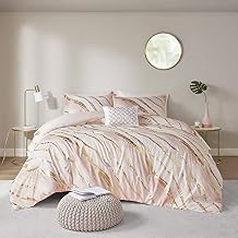 Comfort Spaces Nero Metallic Comforter Fun Print for Girls Bedroom Modern Bedding Set, All Season Cover, Matching Sham, Twin/Twin XL66"x90", Abstract Marble Blush 3 Piece