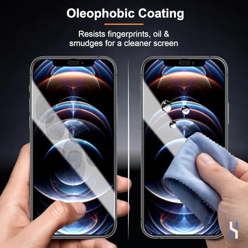 Image of Tempered Glass for iPhone 12 Pro Max (6.7 Inch) Military Grade 9H Screen Guard, Anti-Scratch, Shatterproof, Edge-to-Edge Full Coverage - Black Border