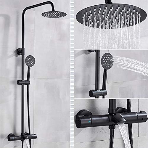 Bathroom Faucet Chrome Rain Shower Head Thermostatic Bath Faucet Wall Mounted Bathtub Shower Mixer Tap Shower Faucet Shower Set,Thermostatic Black B,Thermostatic Black B