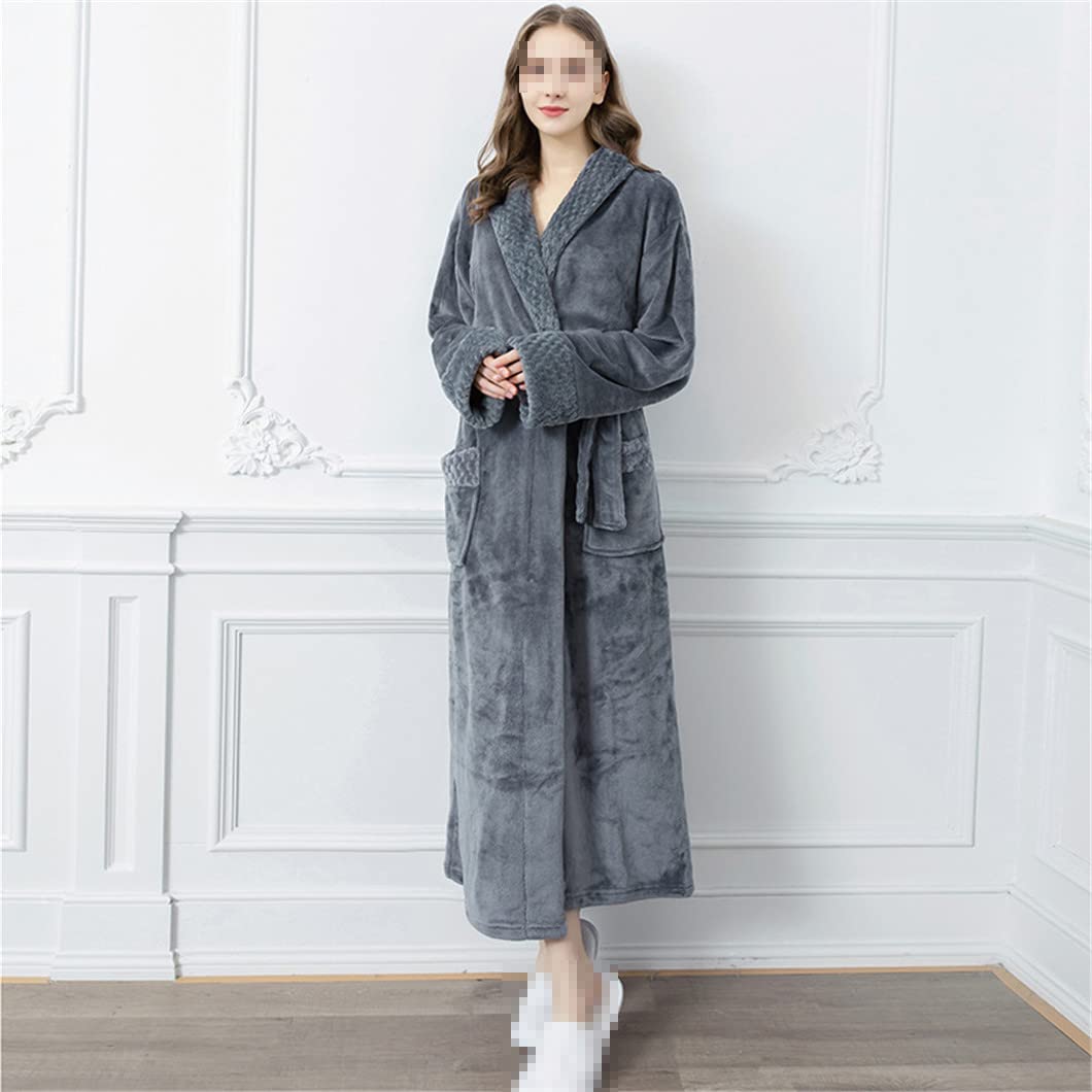 keusyoi Zimowa męska bielizna nocna pogrubiona flanelowa kimono szlafrok bielizna nocna damska na co dzień miękka koszula nocna z polaru szlafrok domowy