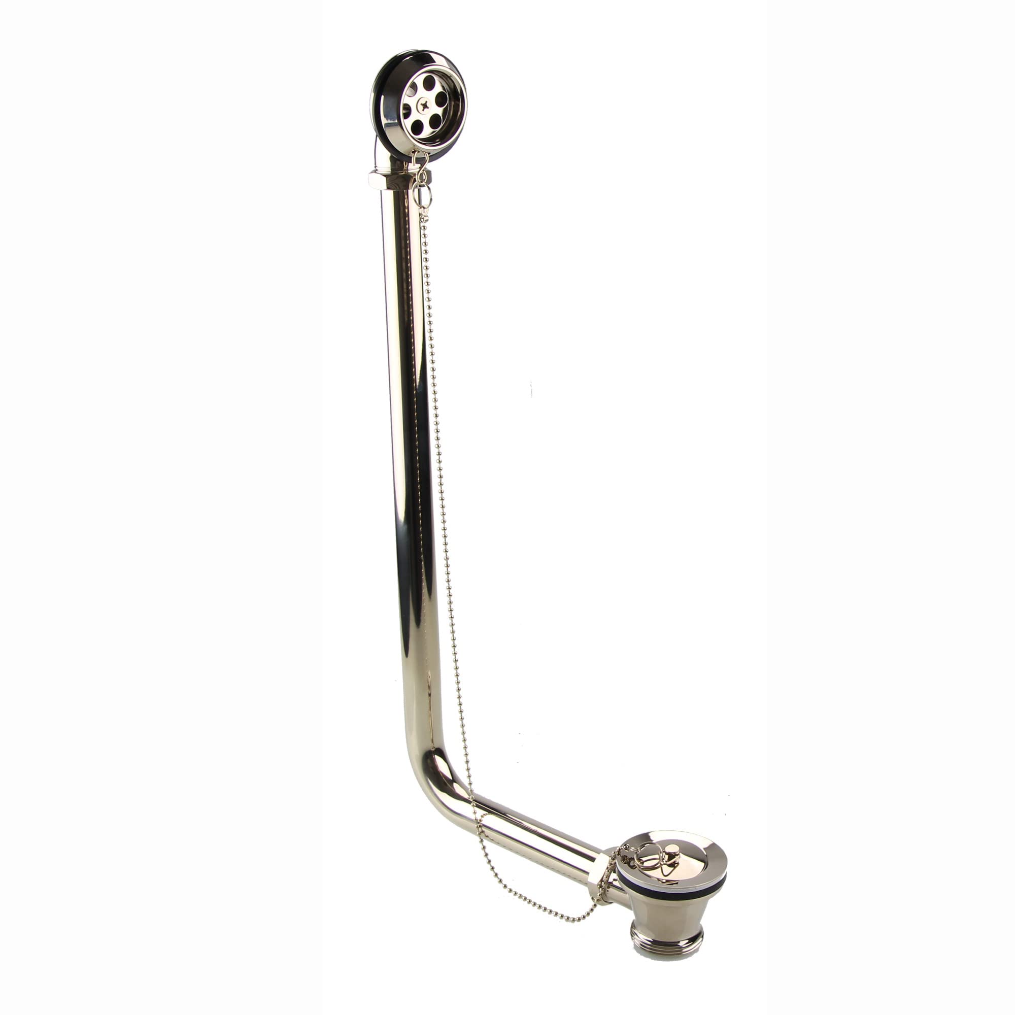 Enki Gold W64, Traditional Exposed Bath Retainer Waste With Ball Chain Plug And Overflow, English Polished Brass Waste
