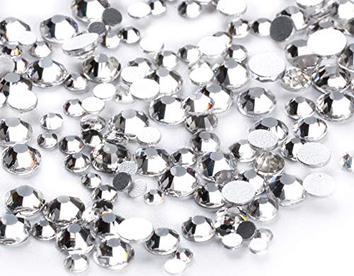 Jollin 3456 Piezas del Strass Abalorios Cristal Vidrio pedrería Espalda Planas Gemas Diamantes Para Uñas Arte 6 Tamaño S4~S12, Cristal