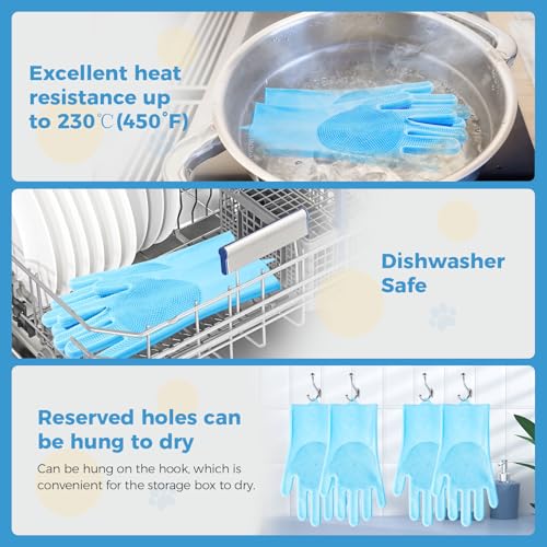 JINHUIYUAN-Pet-Grooming-Gloves-Dog-Washing-Gloves-with-Silicone-Teeth-Dog-Bathing-Shampoo-Brush-Heat-Resistant-Five-Finger-Design-for-Bathing-Massaging-Hair-Removal-Suitable-for-Dogs-and-Cats