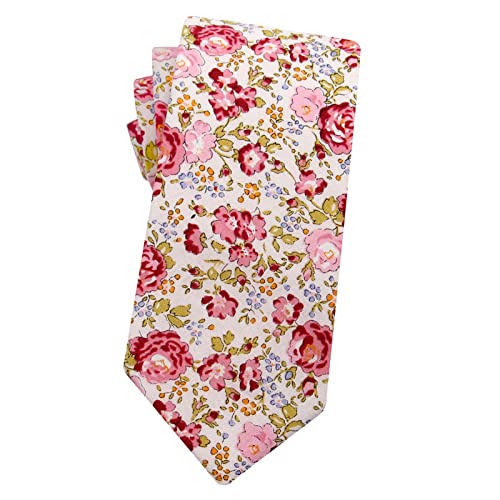 Image of Mantieqingway Men's Cotton Floral Neck Tie 2.56'' Printed Skinny Tie