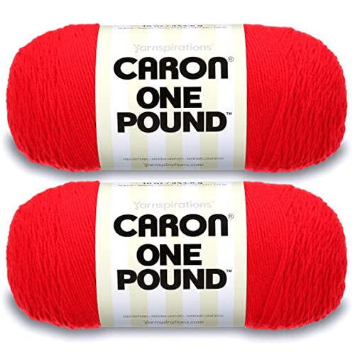 Image of Caron One Pound Scarlet Yarn - 2 Pack of 454g /16oz - Acrylic - 4 Medium (Worsted) - 812 Yards - Knitting /Crochet