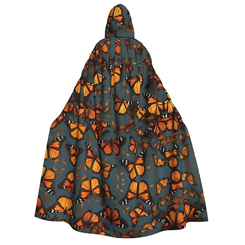 Cape à capuche orange monarque EdWal pour fête de sorcière et Halloween