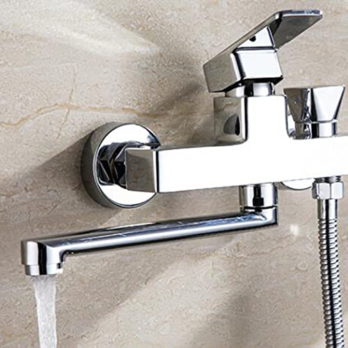 Mitigeur bain douche robinet chrome pivotant laiton eau chaude froide - 6