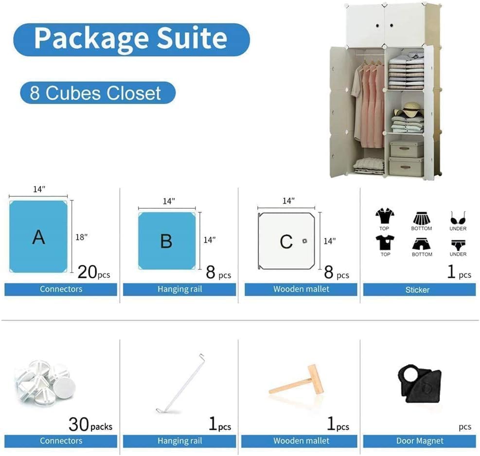 Image of Foldable Plastic Wardrobe for Clothes - Baby Cupboard for Clothes Storage, Wardrobe for Kids, Plastic Almirah, Collapsible Wardrobe for Kids Livingroom & Home (SkyBlue-HE2)