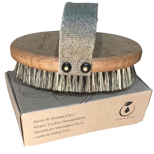 Stephanie Franck Beauty - Dry Brushing Body Brush - Trockenmassage Körperbürste aus Tampico Fibre, Rosshaar und Buchenholz FSC zertifiziert – Peeling und straffe Haut - Plastikfrei - Made in Germany