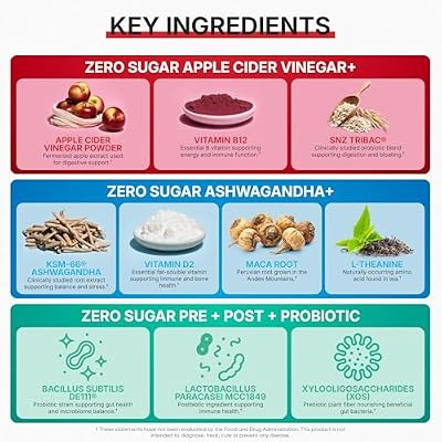 Goli Zero Sugar Trio - World's First 3-in-1 Pre, Post, Probiotic, Apple Cider Vinegar with Vitamin B12 and Probiotics, Ashwagandha & L-Theanine, Vitamin D Gummies, 90 Count (3-Bottle Set)