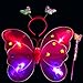 Produktbild QHJ 3 Teile/satz Mädchen Led Blinklicht Fee Schmetterling Flügel Zauberstab Stirnband Kostüm Spielzeug (Hot Pink)