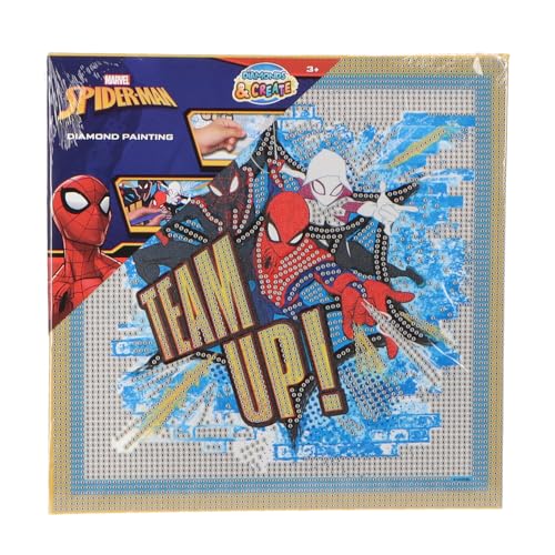 Marvel Spiderman - Juego de Pintura con Diamantes XL - con Marco y Todos los Accesorios - Licencia Oficial - Niños +3 años