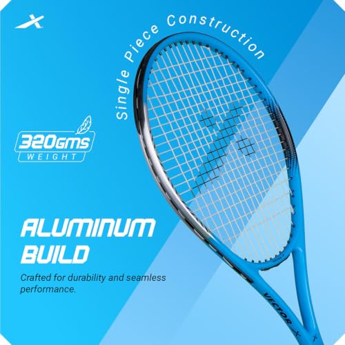 Image of Vector X VXT-1100 26 inch Aluminium Lawn Tennis Racquet for Adults & Kids, Lightweight, Durable & Beginner Tennis Racket Gear for Children, for Outdoor Game Play, Practice & Training (White-red)+ Cover