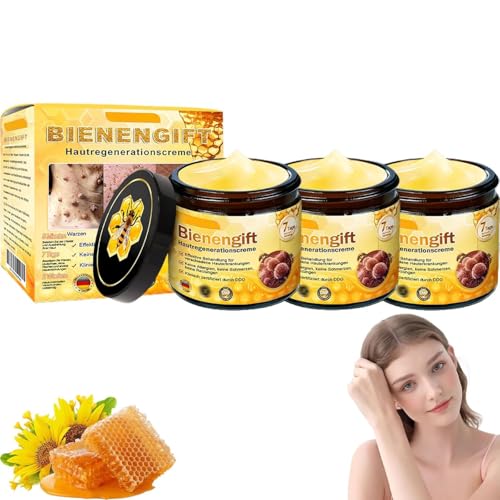 3 Stuck Bienengift Hautregenerations Creme, Bee Venom Creme, Bienengift-Hautbehandlungscreme, Bienengift-Reparaturcreme, Bienengift-Hautpflegecreme, Bienengiftsalbe für alle Hauttypen