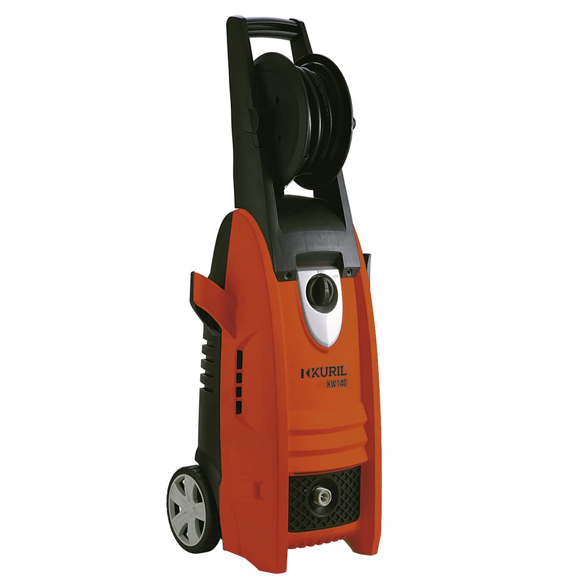 Kuril KW140 Hidrolimpiadora eléctrica 140 Bares – 1800 W, 6,7 l/min, Total Stop, 8 m Manguera, 2 lanzas y enrollador – Ideal para Coche, Patio, jardín