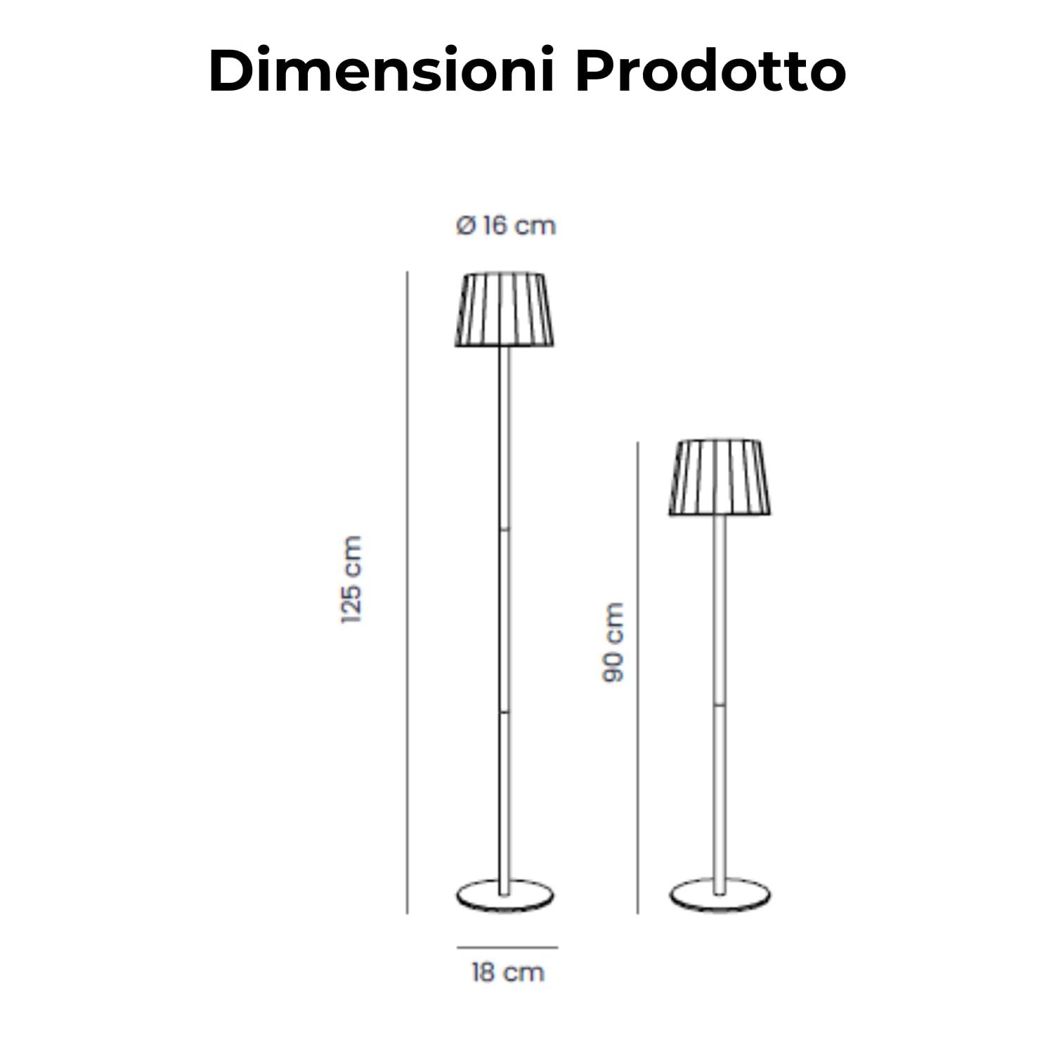 Floor Piantana Dimmerabile Senza Fili Impermeabile IP54 in Alluminio Autonomia 23 Ore, Lampada Led Ricaricabile con Touch Control e Base Antiribaltamento, Altezza Modulare (Bianco)