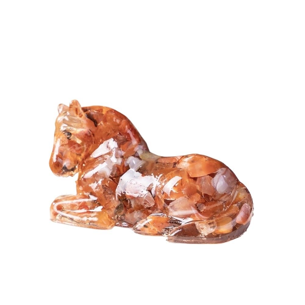 HUFFA Ornamental Horse Figurine - Crystal Epoxy Resin Home Decoration with Natural Tiger Eye Chips