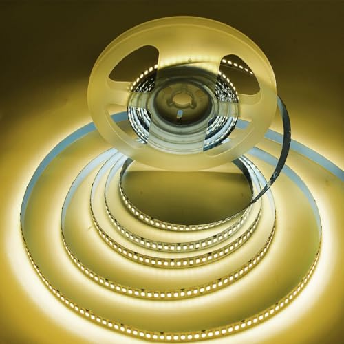 Image of AC110-130V LED Strip Lights,Dimmable 40000LM 66ft /20m SMD 2835 2400 LEDs Waterproof IP44 LED Lights Strip Ribbon, More Brightness Than Low Voltage LED Strip Lights (Warm White 3000K)