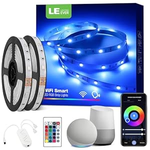 Lepro Alexa Smart LED Strip Light 10M (5Mx2), WiFi RGB LED Lights for Bedroom, Smart Life App Control, Works with Alexa & Google Assistant, Colour Changing Strip Lights for Kitchen Party Christmas