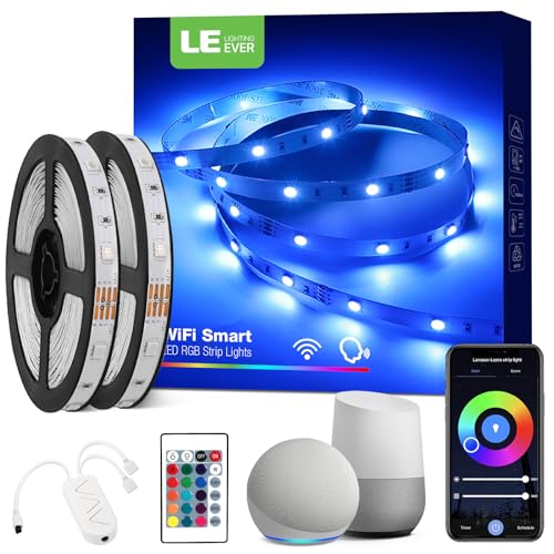 Lepro Alexa Smart LED Strip Light 10M (5Mx2), WiFi RGB LED Lights for Bedroom, Smart Life App Control, Works with Alexa & Google Assistant, Colour Changing Strip Lights for Kitchen Party Christmas