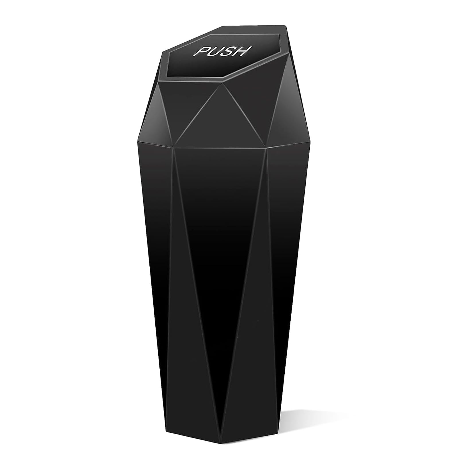 Cestino Per Auto Con Coperchio - Mini Pattumiera Portatile A Scatto, Design Diamantato (Nero) - 4