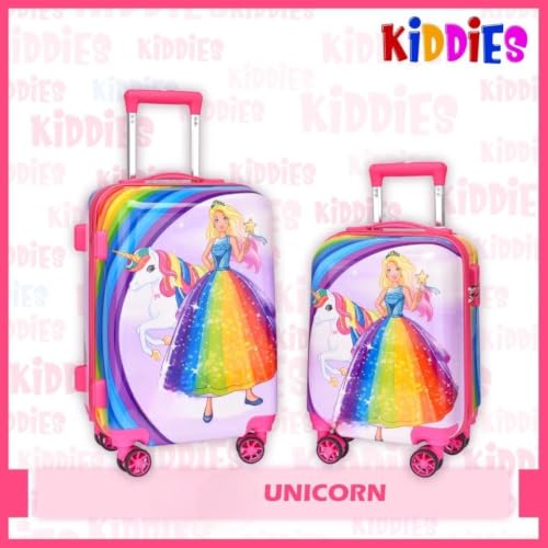 Image of ADSON Abs Kids Trolley 360 Rotating Luggage 360 Degree Wheels Unicorn Non-Breakable 20 Inch Kids Hardsided Suitcase with 4 Wheels, 360 Degree Wheel Travel Trolley Bag (Pink Rainbow Unicorn Princess)
