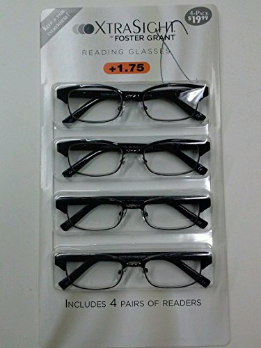 4 Pack FOSTER GRANT Rob READING GLASSES +1.75 Scratch Resistant NEW