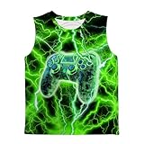 OOTBIN Boys Tank Tops Tie Dye Shirt Kids Sleeveless T Shirts Neon Green Lightning Tees for 9-10 Years Girls