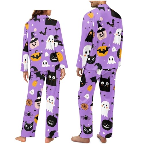 Pajama Set for Men and Woman Casual Men V-Neck Pjs Sleep Set Loose 2 Piece Button Down Loungewear with Pockets2