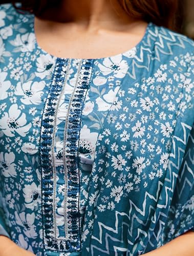 Image of MIRCHI FASHION Pure Cotton Floral Kurta Set for Women with Dupatta & Pant | 3 Piece Straight Fit Ethnic Outfit | Breathable Summer Salwar Suit