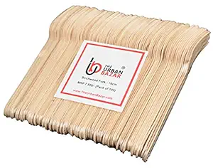 THE URBAN BAZAR Birchwood Disposable Wood Fork Biodegradable, Compostable and Natural -16 cm Length Perfect for Parties and Crafts - Pack of 100