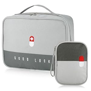 Lege EHBO-tassen, waterdichte medische tassen, 2 maten reismedicijntassen, draagbare medicijnopbergtassen met ingebouwd compartiment voor reizen, kamperen, thuis of wandelingen, 2 stuks